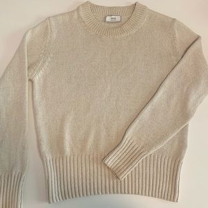 Ami cream cotton and linen blend sweater